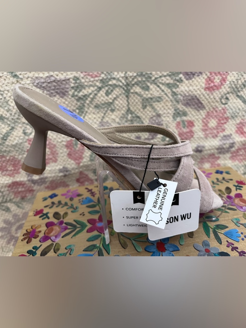 NWT Jason Wu Kims Suede Square Toe Kitten Sandal - Picture 5 of 11